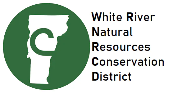 Logo for White River Natural Resources Conservation District with a green map and text.