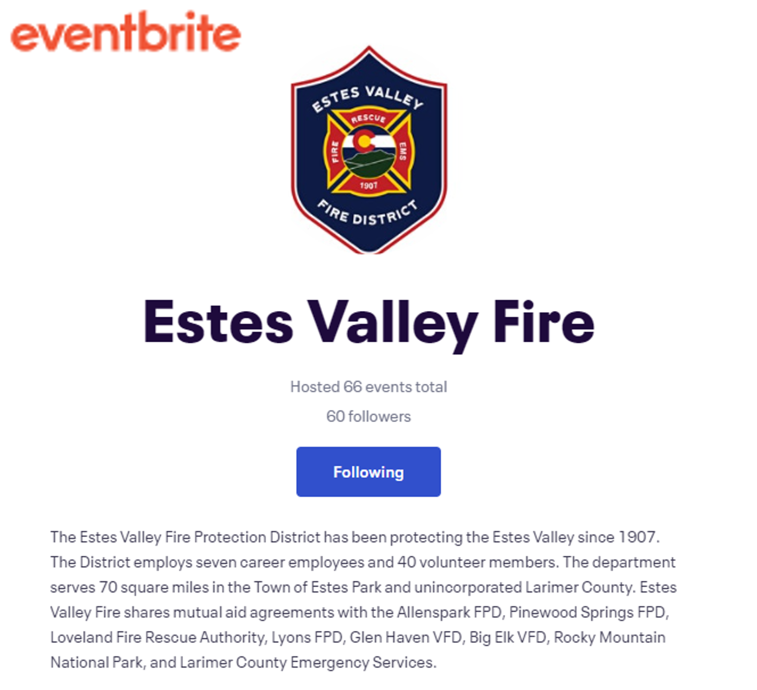 EventBrite - Estes Valley Fire Logo