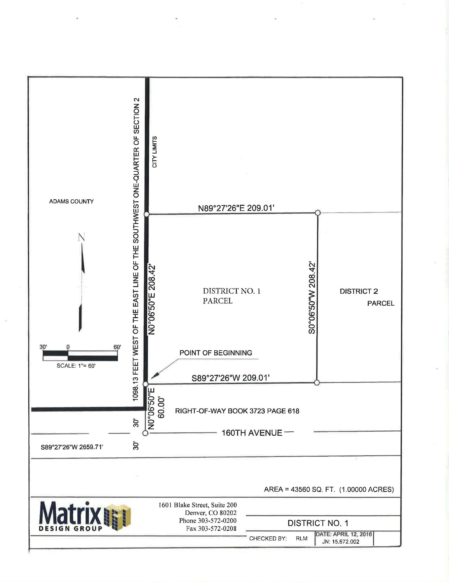 Map of Washington 25 Metropolitan District No. 1, generally located north of 160th Avenue, Adams County, Colorado
