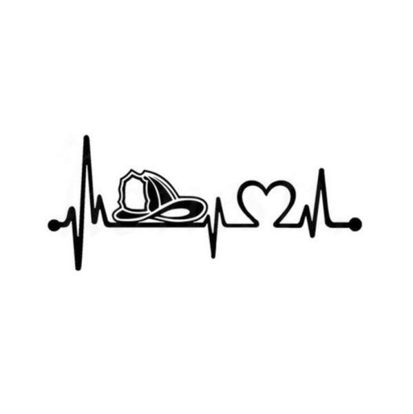 An ECG line forming a firefighter helmet and a heart.