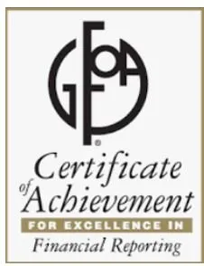 It's a logo with text "Certificate of Achievement for Excellence in Financial Reporting".