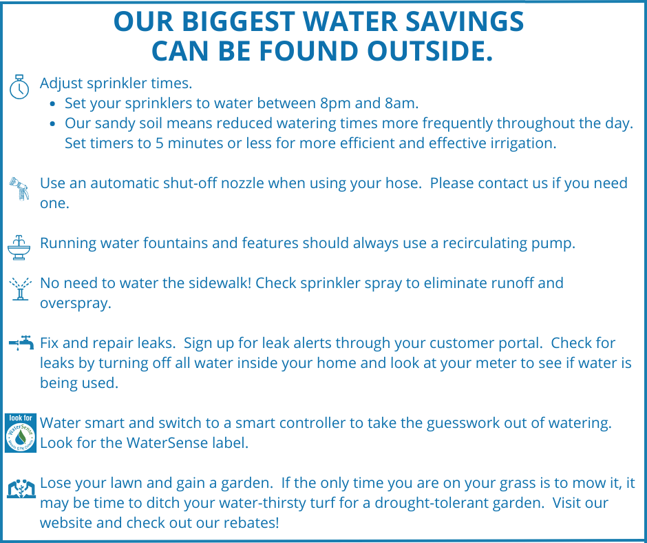 Water-saving tips: Adjust sprinklers, use shut-off nozzles, fix leaks, use smart controllers, and switch to drought-tolerant gardens.
