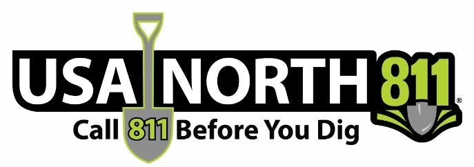 USA North 811 logo with a shovel icon, text reads "Call 811 Before You Dig."