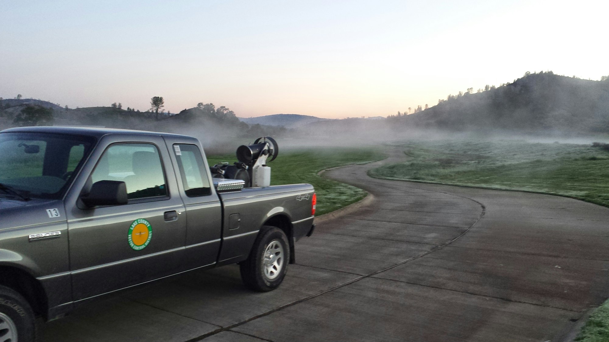 Lake County Vector Control District ULV truck fogging for msoquitoes
