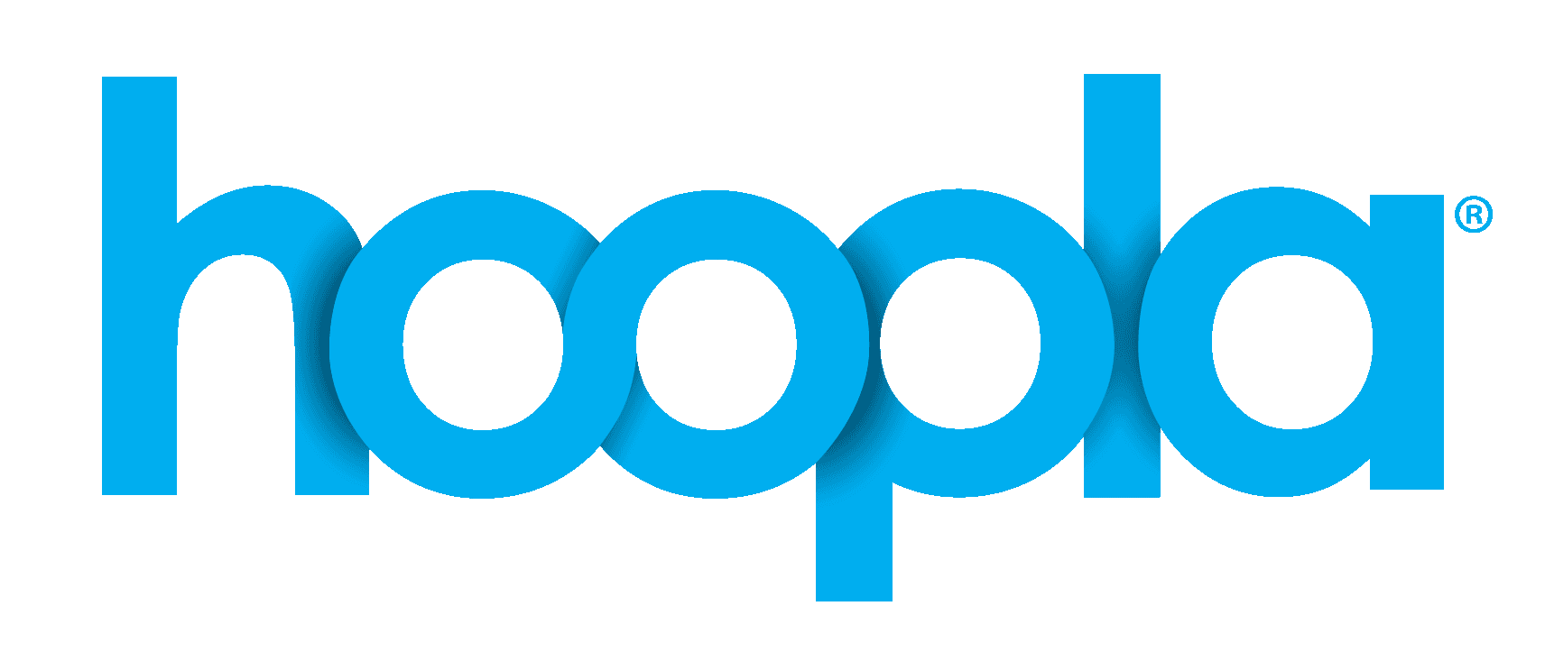 Text "hoopla" in blue lowercase letters with a modern font style.