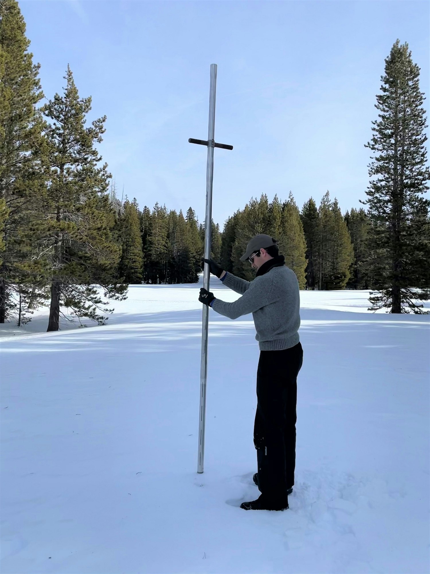 NID Hydrographer Mitch Krieger samples at an English Mountain snow course on Feb. 25.