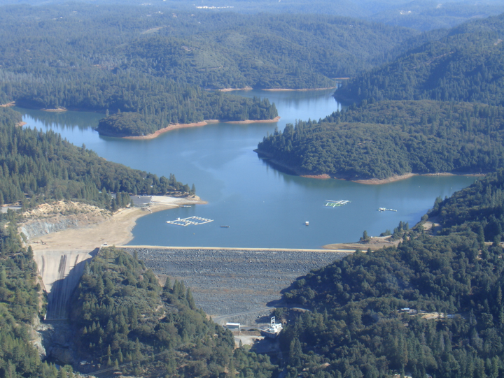 The Rollins Dam and Reservoir in California.