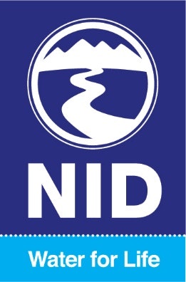 The image features a logo with the letters "NID" and the slogan "Water for Life," along with a graphic of mountains and a river.