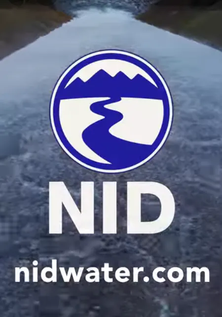 The image features a logo for NID (Nevada Irrigation District) with a river and mountains, along with the website nidwater.com.