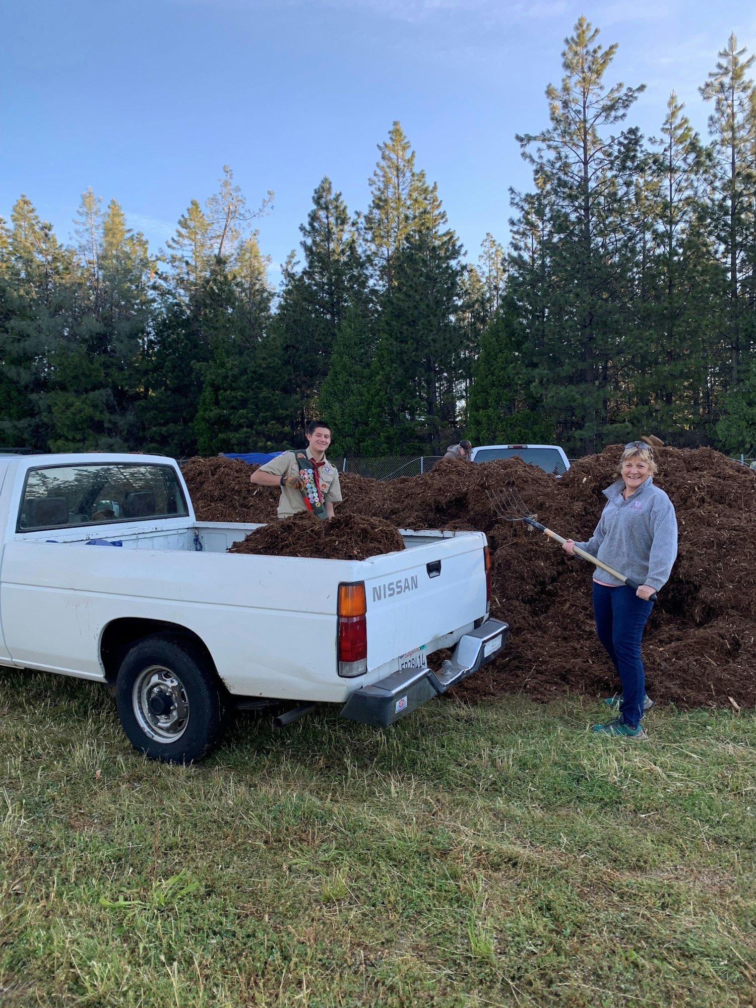 May contain: person, human, tree, plant, pickup truck, transportation, vehicle, and truck