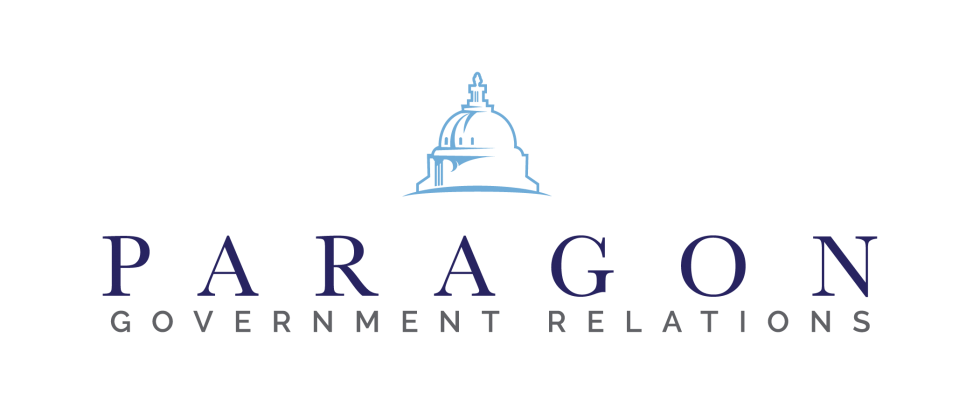 Logo for "Paragon Government Relations" featuring a stylized dome illustration.