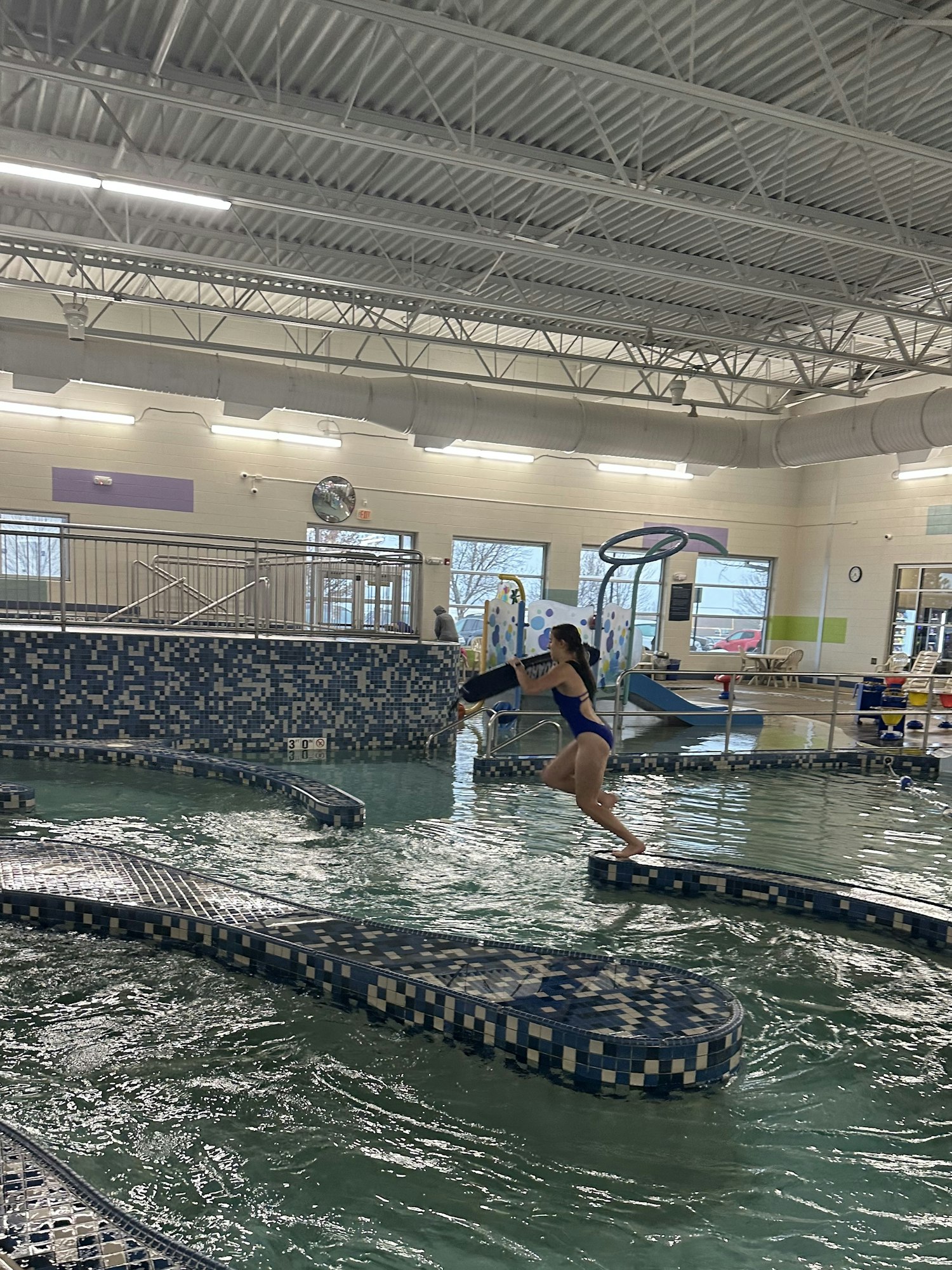 Lifeguards jumping into the water