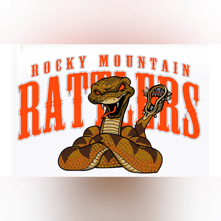 The image features a cartoon snake, a rattlesnake, with the text "Rocky Mountain Rattlers" in bold orange letters.