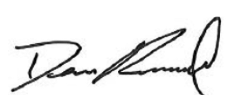A cursive handwritten signature. Dean Rummel, Executive Director