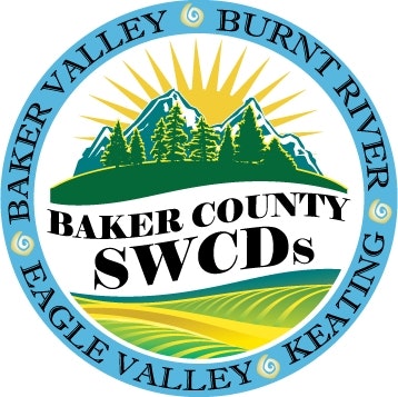 The image features a logo representing Baker County Soil and Water Conservation Districts (SWCDs), highlighting various valleys and mountains.