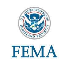The image features the FEMA logo, part of the U.S. Department of Homeland Security, focusing on emergency management.