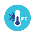 The image features a thermometer displaying 0°C, accompanied by a snowflake symbol, indicating freezing temperature.