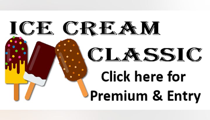 Three ice cream bars and text: "ICE CREAM CLASSIC. Click here for Premium & Entry."