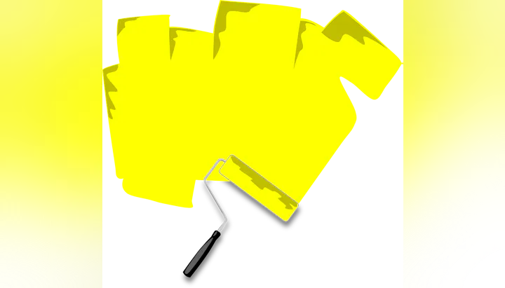 A graphic of a paint roller with yellow paint.