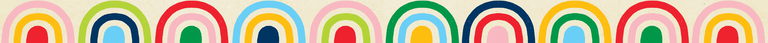 Colorful overlapping rainbow arches in a horizontal pattern.
