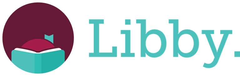 Libby logo featuring an open book and a reading character in a circular background.