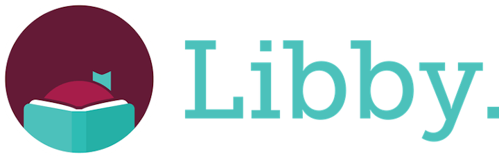 Logo with a maroon circle, book, and teal letters spelling "Libby."