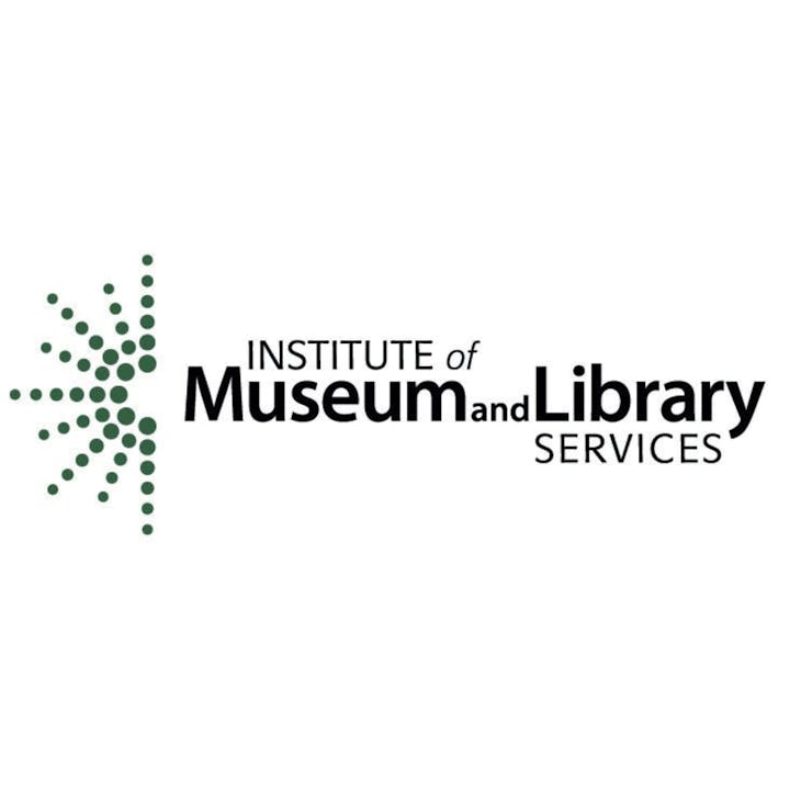 Logo of the Institute of Museum and Library Services with a green dotted design.