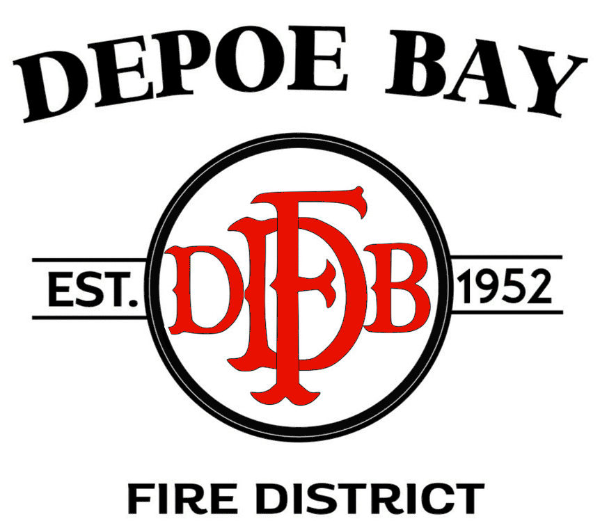 Logo of the Depoe Bay Fire District, established in 1952, featuring the initials "DFB" prominently.