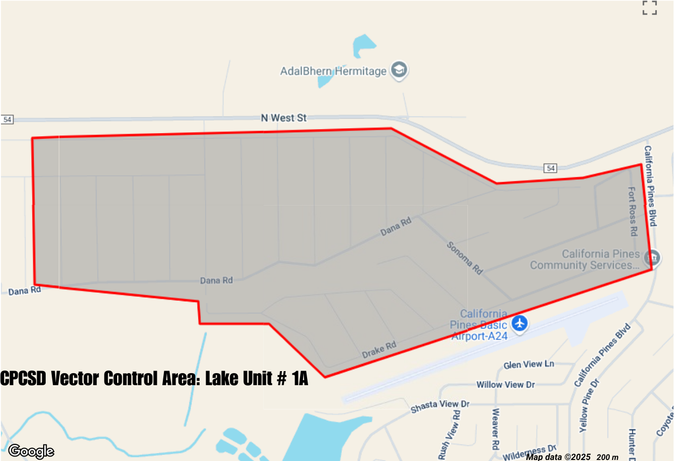 Map of CPCSD Vector Control Area: Lake Unit #1A, outlined in red.