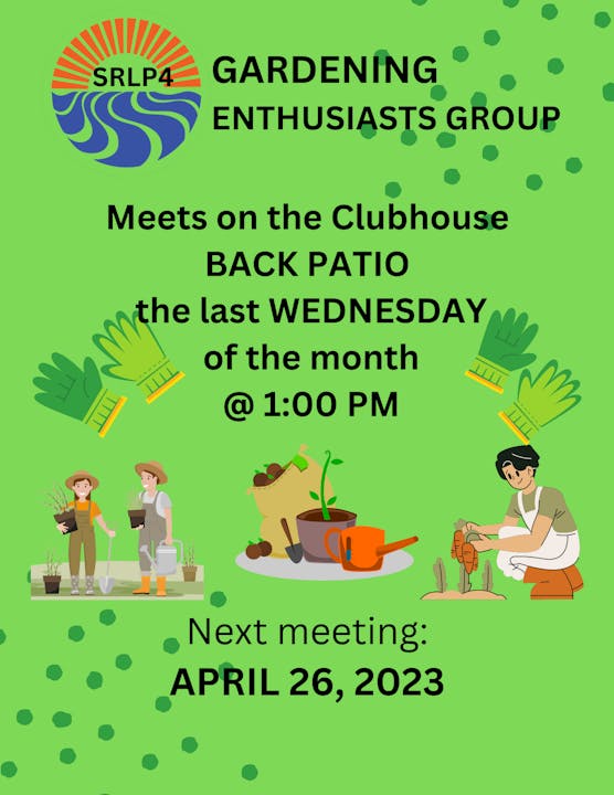 GARDENING CLUD APRIL 26 @ 1PM