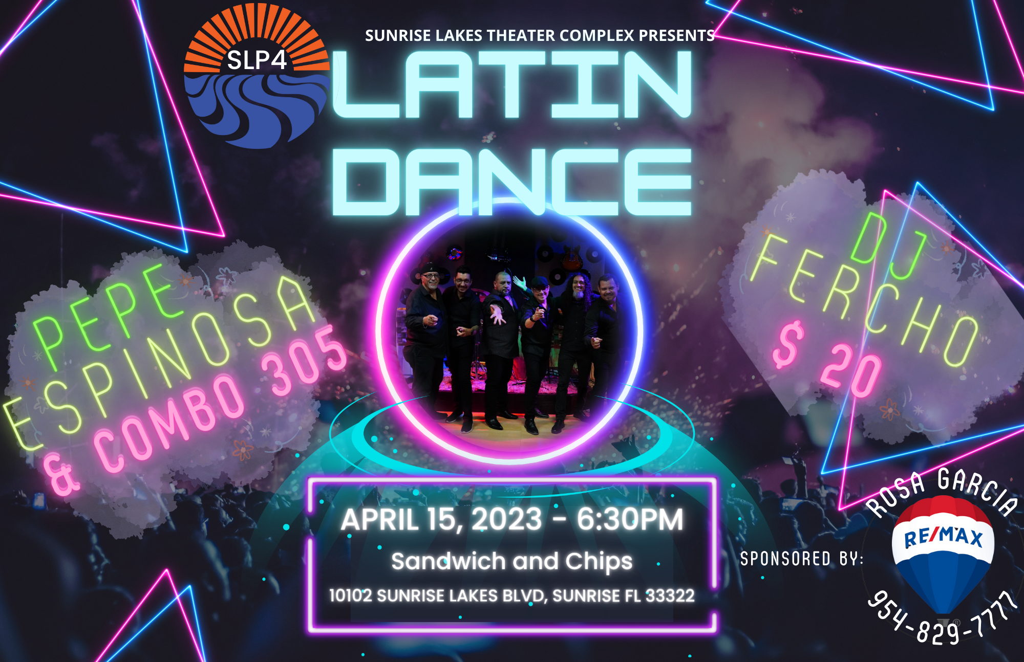 LATIN DANCE - PEPE ESPINOSA + DJ FERCHO at Sunrise Lakes Theater Complex - SATURDAY, APRIL 15, 2023 AT 6:30 PM