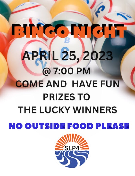 BINGO NIGHT APRIL 25 @ 7PM