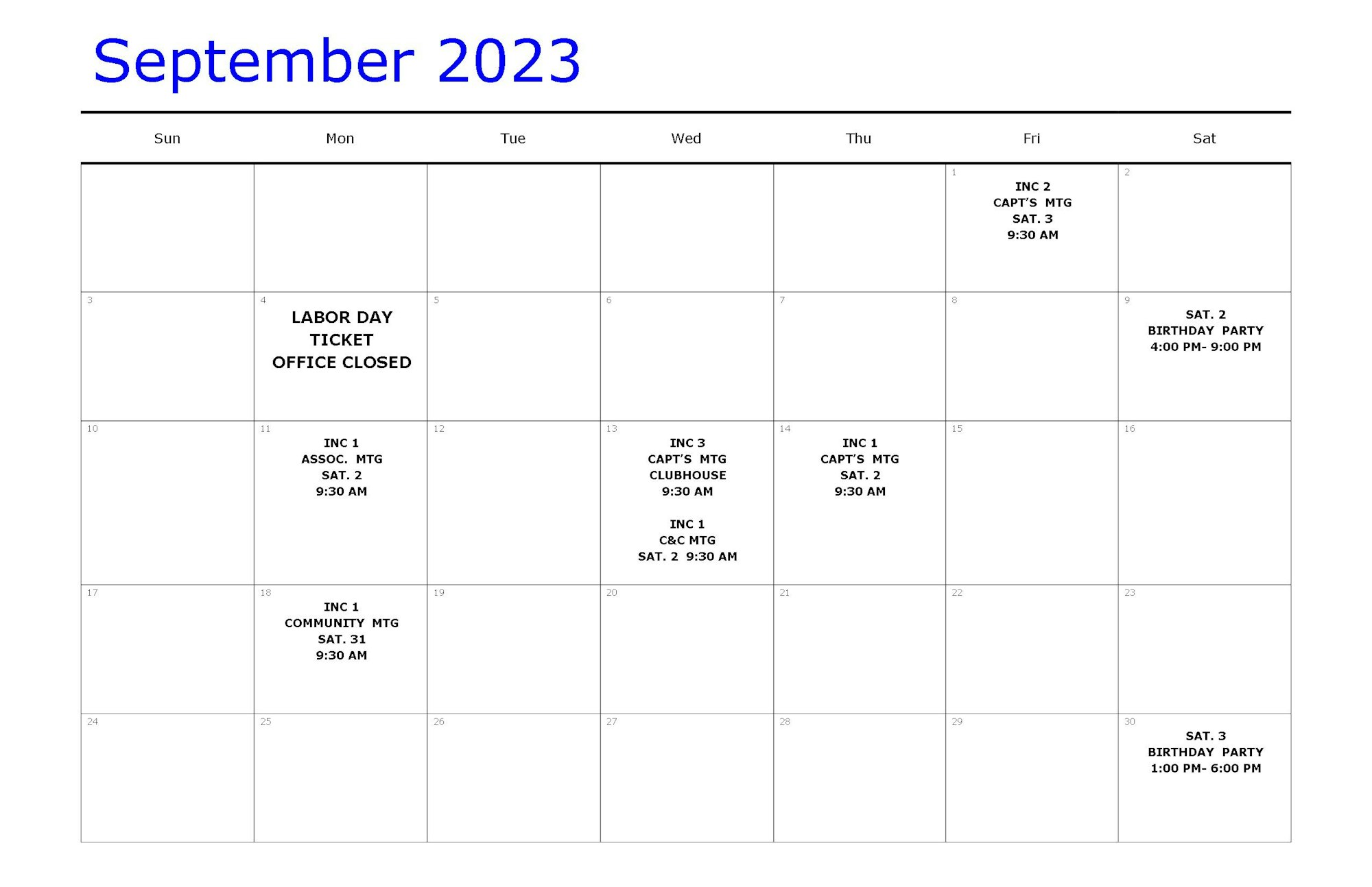 Satellite Calendar Sunrise Lakes Phase 4 Recreation District