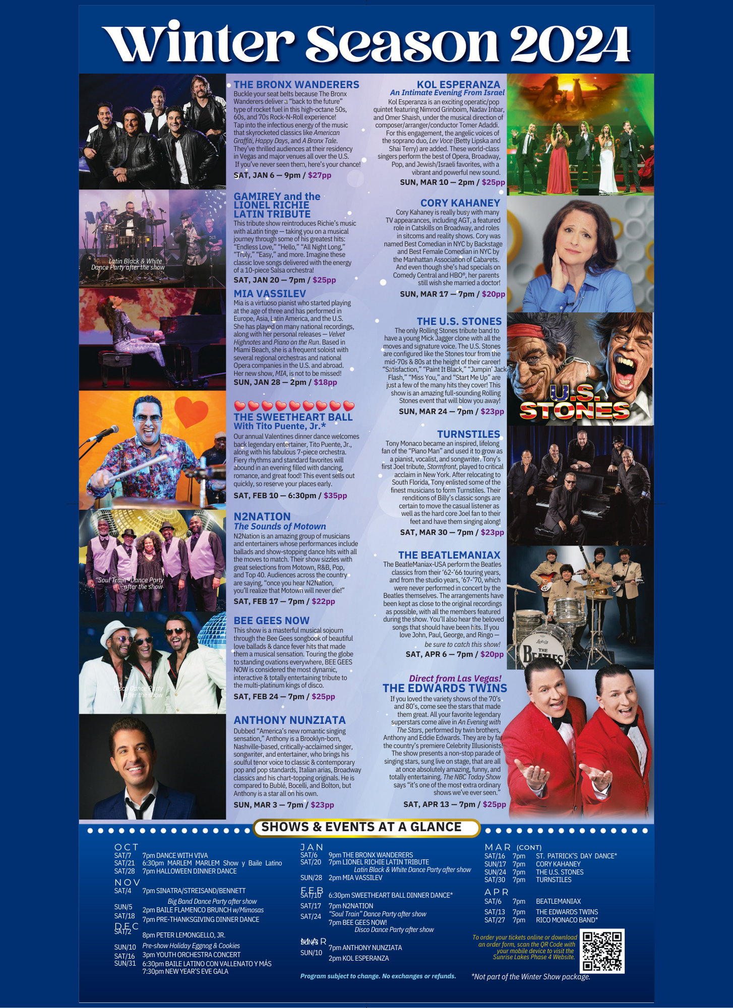 2023 - 2024 SHOWS AND DANCES SEASON BROCHURE SHOW LISTING INSERT