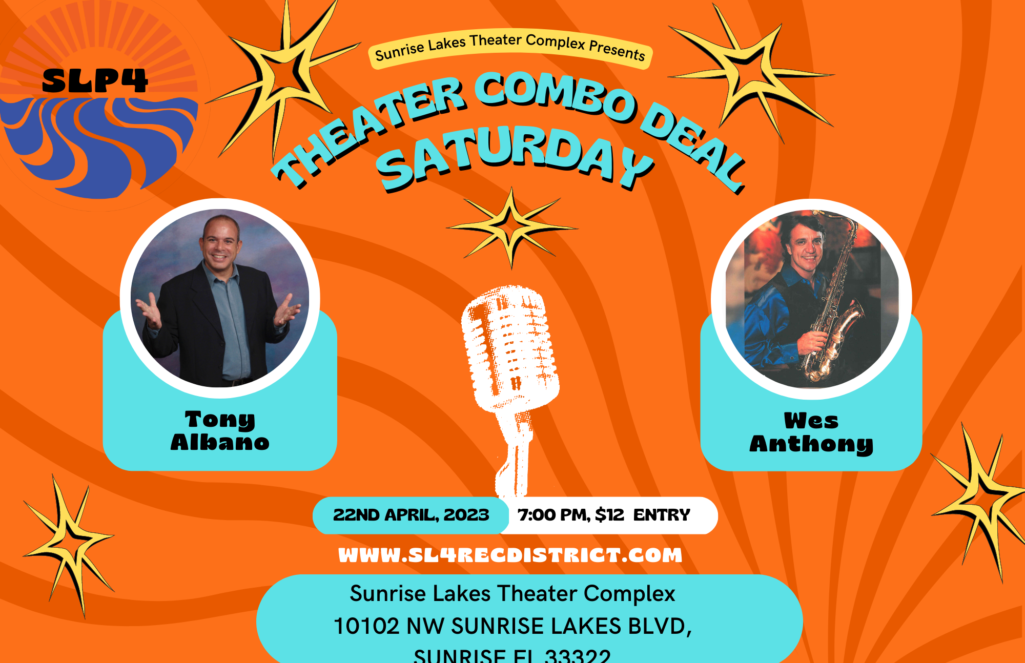THEATER COMBO DEAL - TONY ALBANO - MAGIC COMEDY ACT + WES ANTHONY SAXOPHONE ENTERTAINER - SATURDAY, APRIL 22, 2023 AT 8 PM