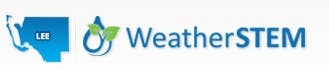 Map of Lee with "LEE" text and WeatherSTEM logo featuring a droplet with two leaves.
