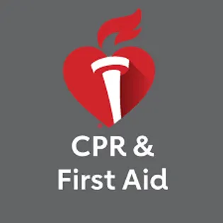The image features a red heart symbol with a medical element, representing CPR and First Aid training or certification.