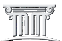 An abstract design of a classical column with scroll-like ends and vertical lines.