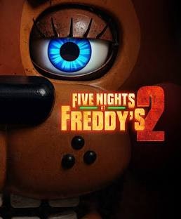 The image features a close-up of a character's face from the video game "Five Nights at Freddy's 2," focusing on its eye.