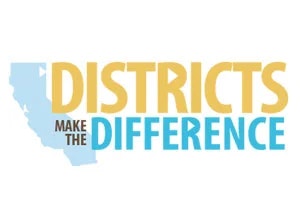 The image features the text "DISTRICTS MAKE THE DIFFERENCE," with a silhouette of California in the background.