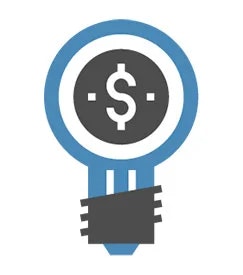The image features a light bulb with a dollar sign inside, symbolizing financial ideas or innovation.