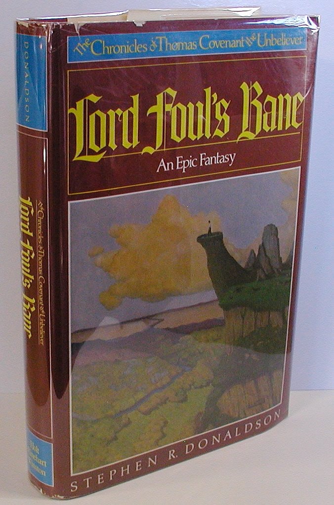 The image shows the book "Lord Foul's Bane" by Stephen R. Donaldson, part of "The Chronicles of Thomas Covenant."