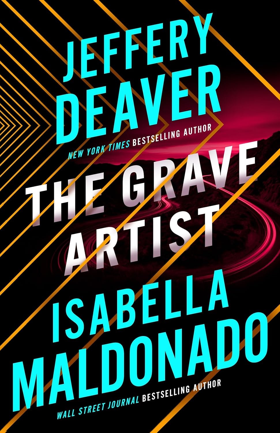 The image features a book cover titled "The Grave Artist" by Jeffery Deaver and Isabella Maldonado, highlighting their author status.