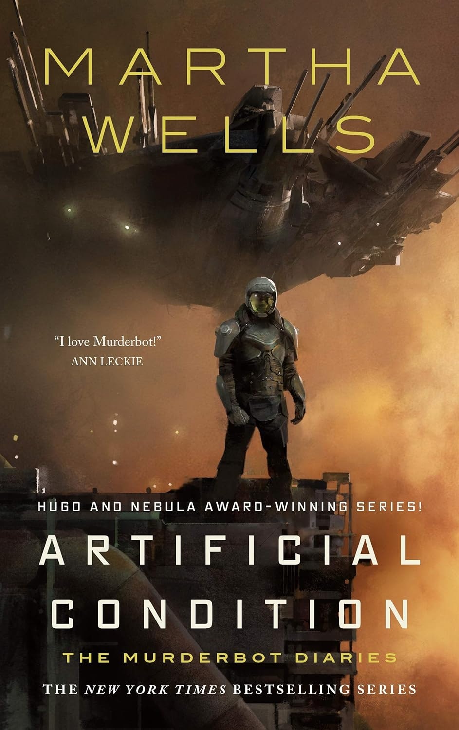 The image features the cover of "Artificial Condition" by Martha Wells, part of The Murderbot Diaries series.