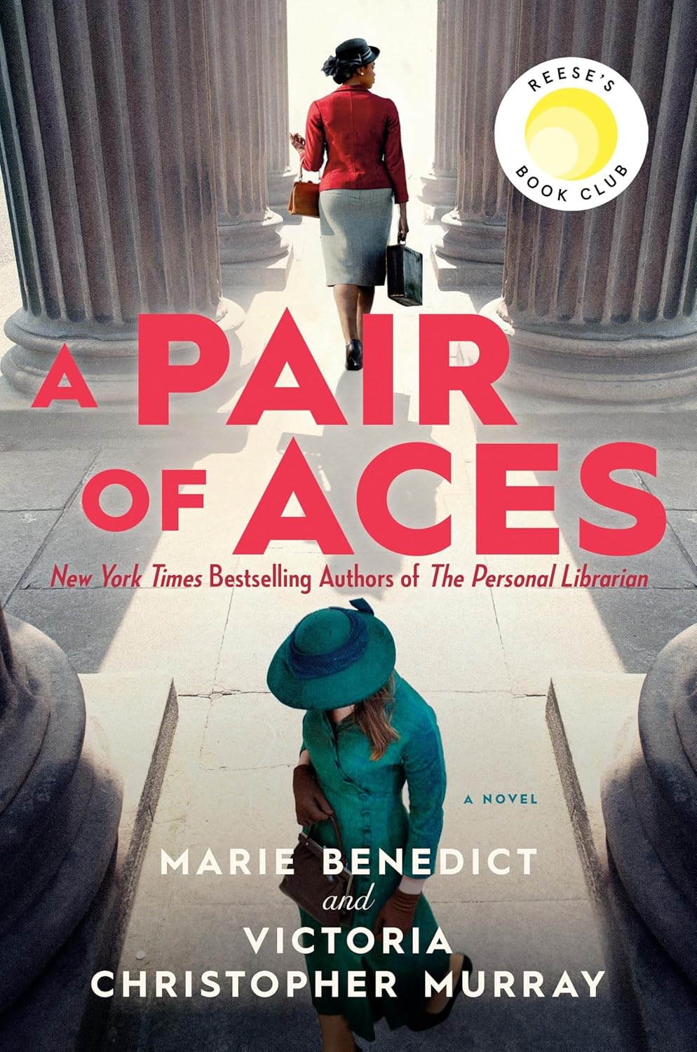 The image features the cover of the novel "A Pair of Aces" by Marie Benedict and Victoria Christopher Murray, highlighting themes of empowerment.