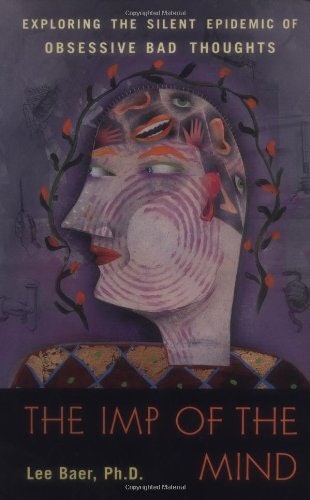 The image features the book cover of "The Imp of the Mind" by Lee Baer, exploring obsessive bad thoughts.