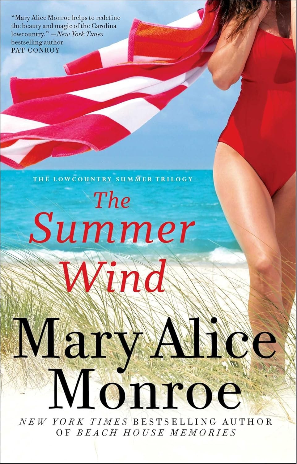 The image features the book cover of "The Summer Wind" by Mary Alice Monroe, highlighting summer themes and beach scenery.