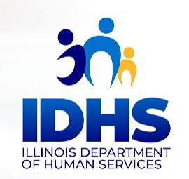 The image features the logo of the Illinois Department of Human Services (IDHS) with stylized figures.