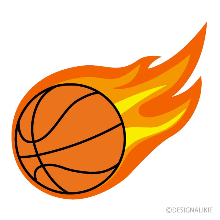 basketball with flame behind it