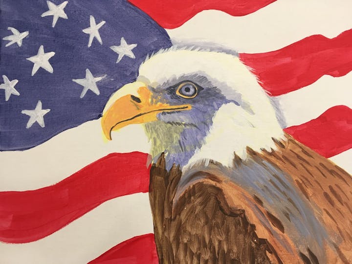May contain: flag, symbol, eagle, animal, bird, and american flag